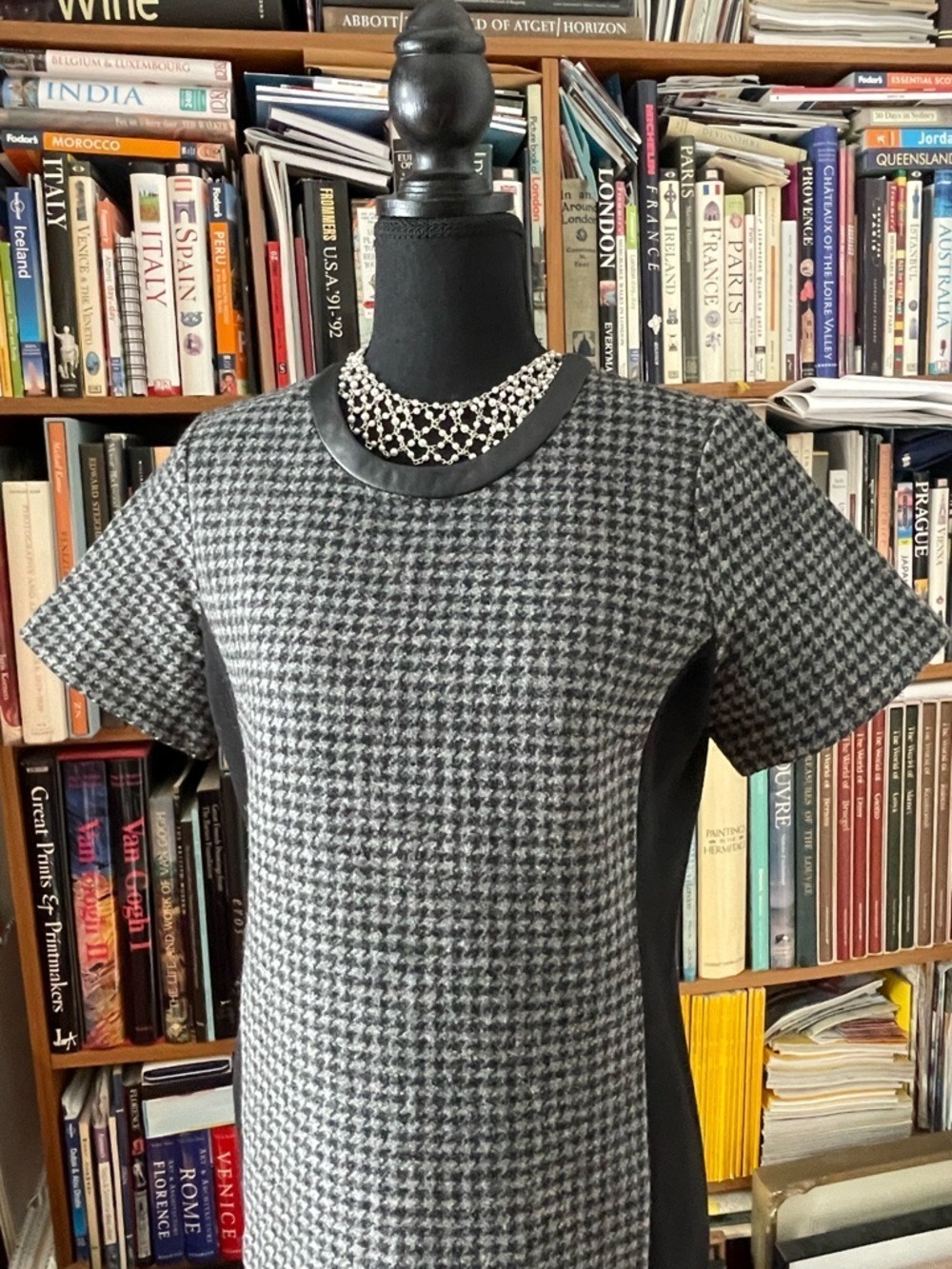J. Crew Houndstooth Sheath Dress Black Gray Size 8 NWT - Picture 3 of 12
